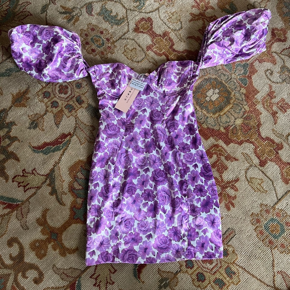 NWT: Oh Polly Purple Floral Off-Shoulder Dress